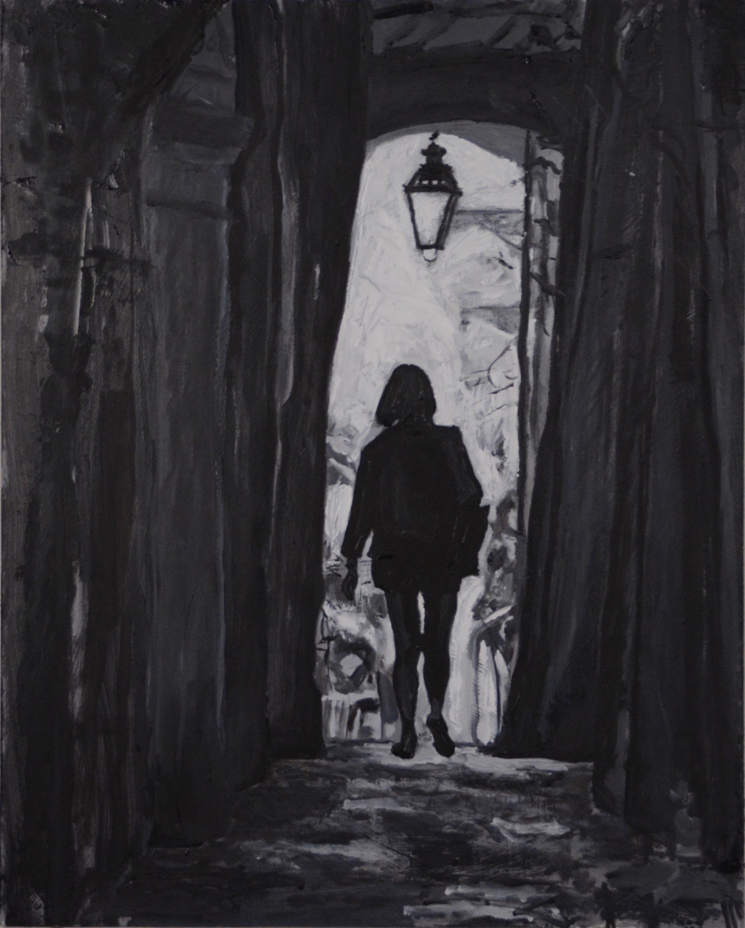 Walking Figure — Oil on masonite panel, 24 x 19", 2026