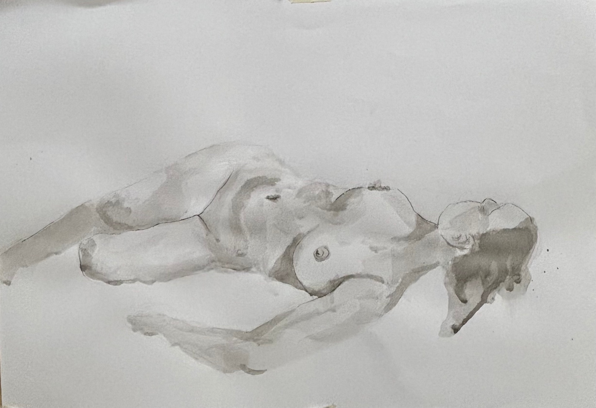 Reclined Figure Study — Ink on paper, 20 x 16"