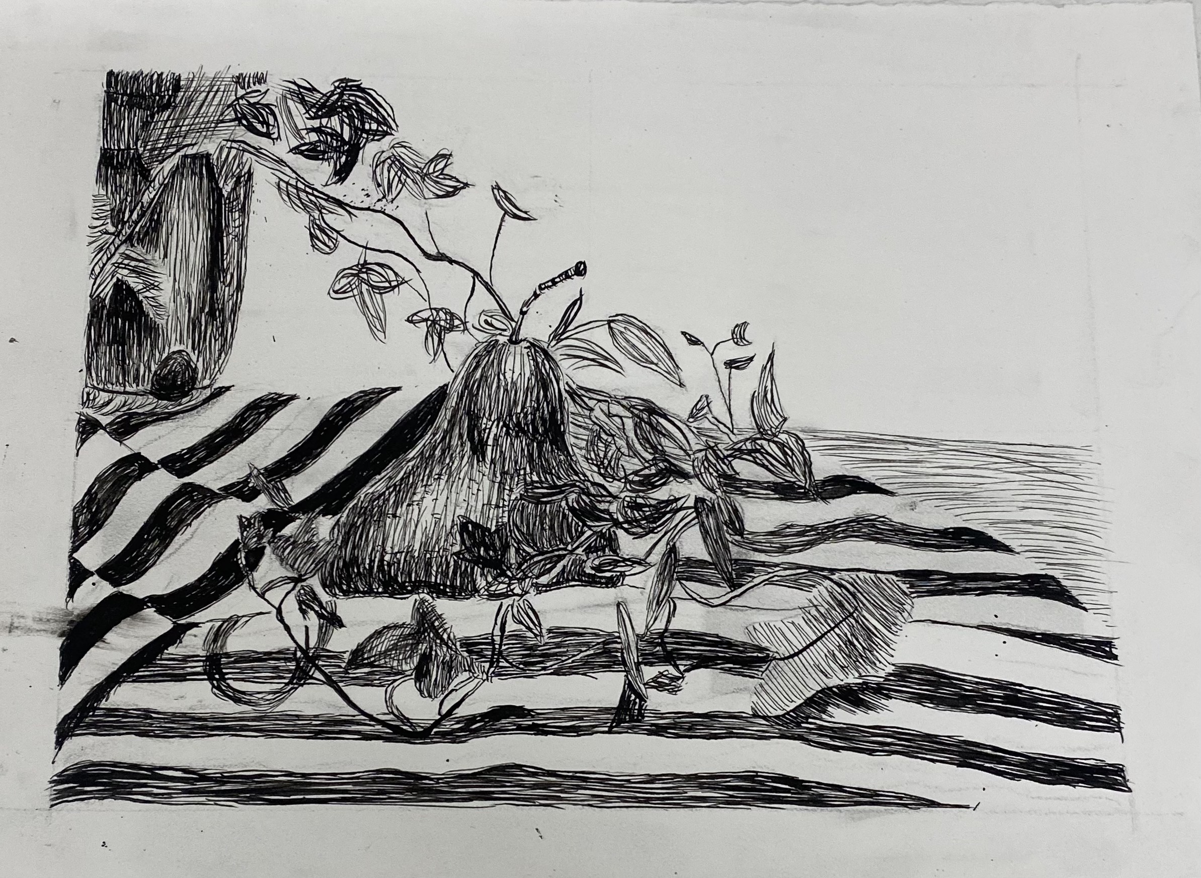 Dip Pen Study (2022) — Medium, dimensions, 2022