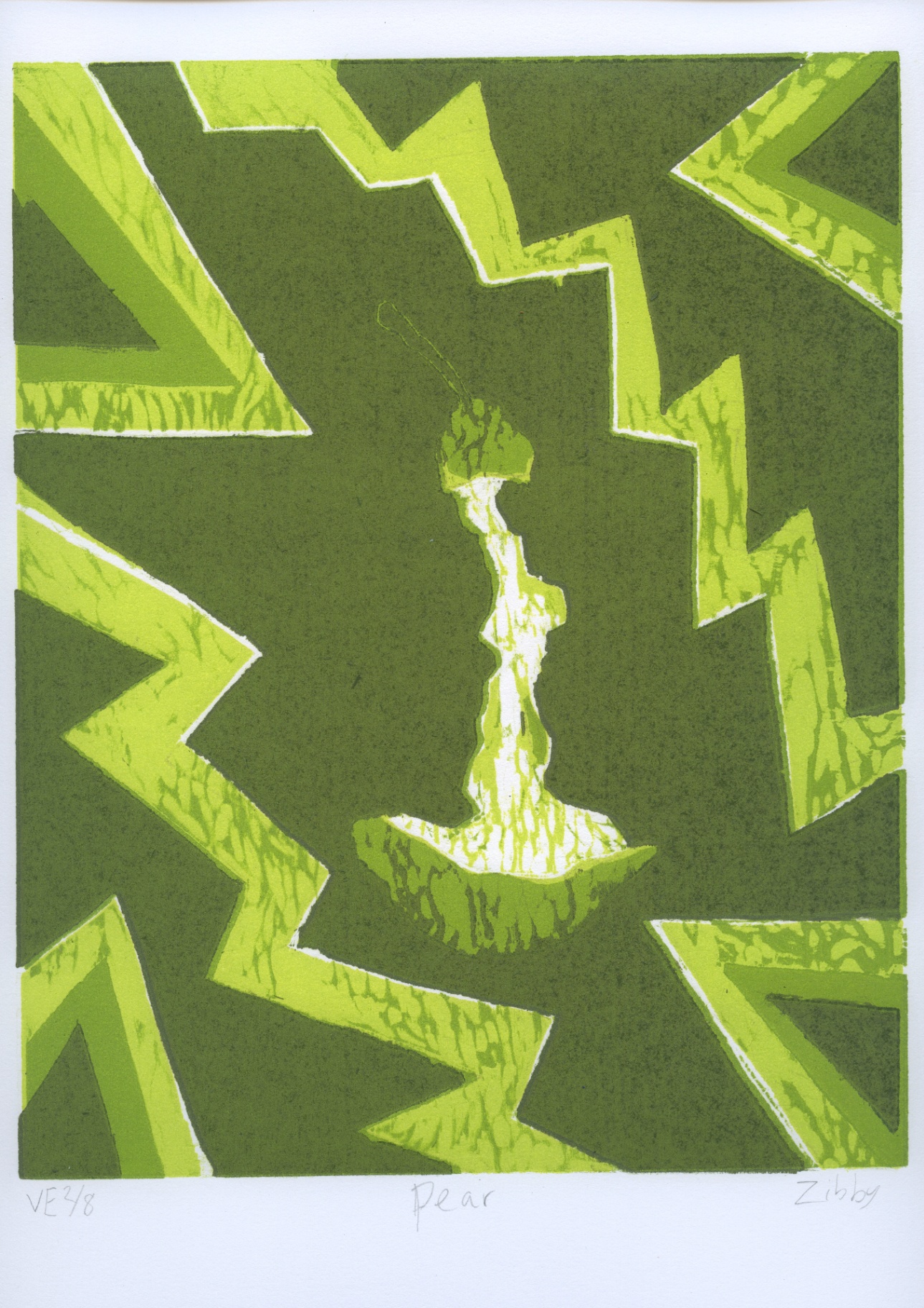 Pear — Reductive relief, 12 x 16", 2026